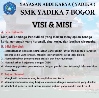 Visi & Misi SMK Yadika 7 Bogor